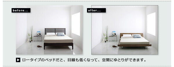 モダンデザインローベッド Masterpiece マスターピース 国産カバーポケットコイルマットレス付き ワイドステージ セミダブル フレーム幅160 送料無料
