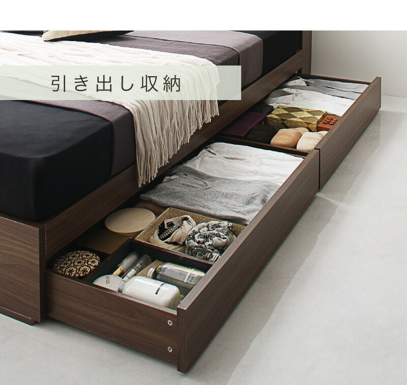 組立設置付き 棚・コンセント付き収納ベッド General ジェネラル 国産カバーポケットコイルマットレス付き セミダブル 送料無料