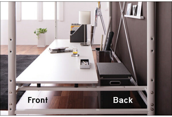 【新商品】3段可動デスク&コンセント宮棚付きロフトベッドフレームのみ Strain ストレイン シングル 送料無料