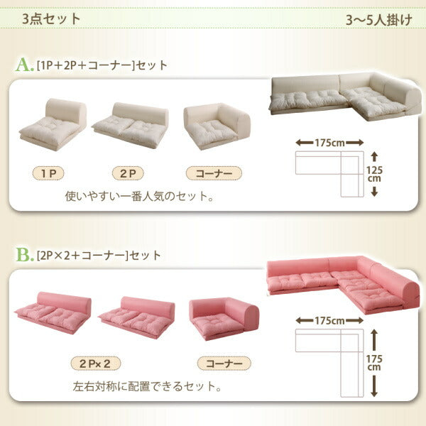 フロアコーナーソファ yuffy ユフィ ソファ3点セット 2P×2+コーナー 送料無料 - 【公式】allecore(アレコレ) 家具インテリア・生活雑貨のオンライン通販
