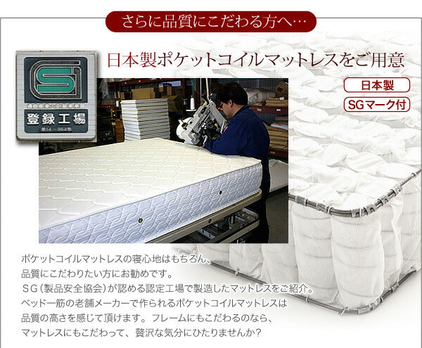 【新商品】照明・棚付き収納ベッド All-one オールワン ラテックス入り国産ポケットコイルマットレス付き ダブル 送料無料