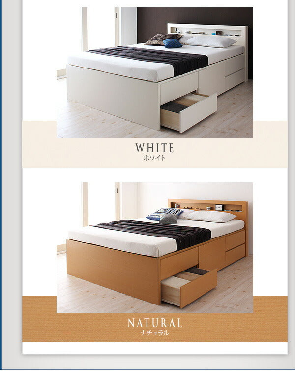 【新商品】組立設置付 棚・コンセント付きチェストベッド Lagest ラジェスト 薄型プレミアムボンネルコイルマットレス付き ダブル 送料無料