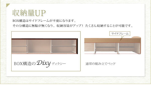 【新商品】組立設置付 シンプルチェストベッド Dixy ディクシー 薄型スタンダードポケットコイルマットレス付き セミダブル 送料無料