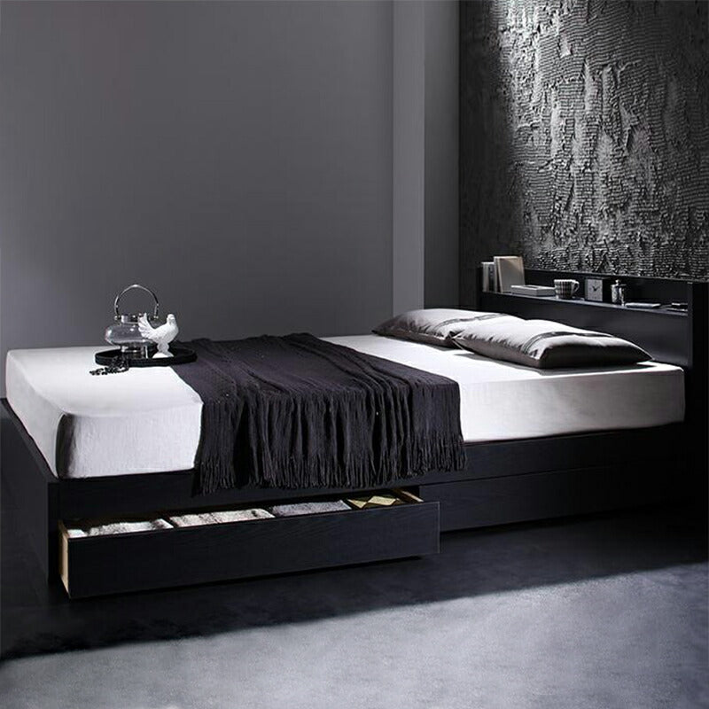 【新商品】組立設置付き 棚・コンセント付き収納ベッド VEGA ヴェガ スタンダードボンネルコイルマットレス付き ダブル 送料無料