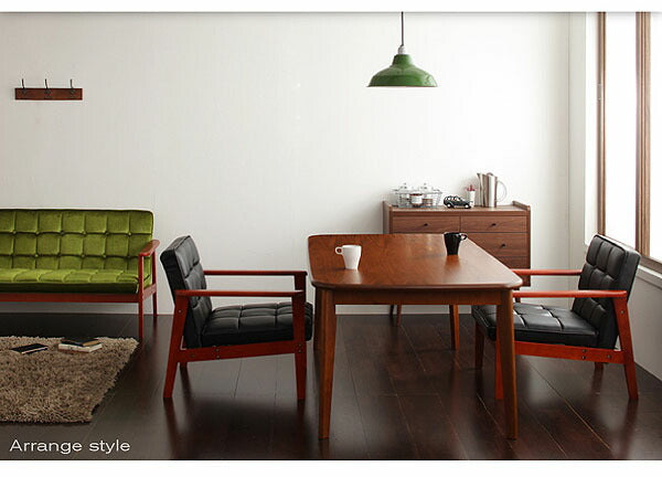 【新商品】組立設置付き ソファ&ダイニングセット DARNEY ダーニー 3点セット(テーブル+1Pソファ2脚) W90 送料無料