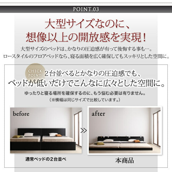 組立設置付き 将来分割して使える・大型モダンフロアベッド LAUTUS ラトゥース プレミアムボンネルコイルマットレス付き キング(SS+S) 送料無料