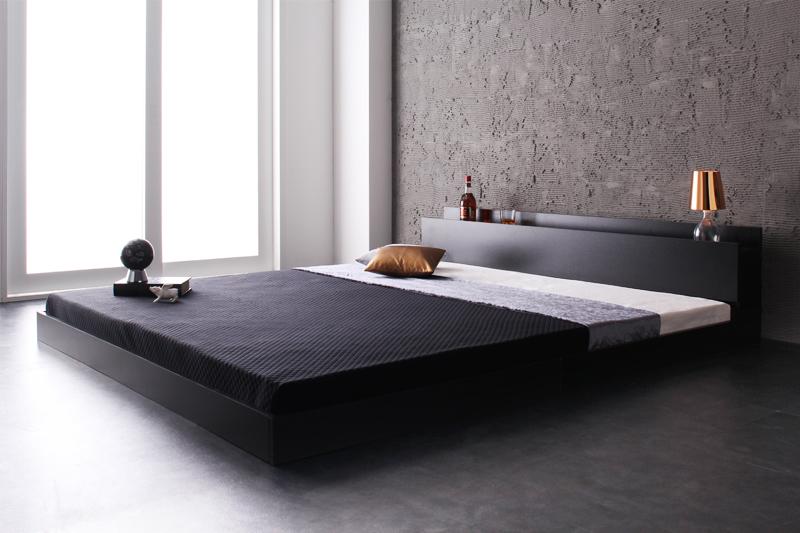 【新商品】組立設置付き 棚・コンセント付きフロアベッド Verhill ヴェーヒル プレミアムポケットコイルマットレス付き キング(K×1) 送料無料