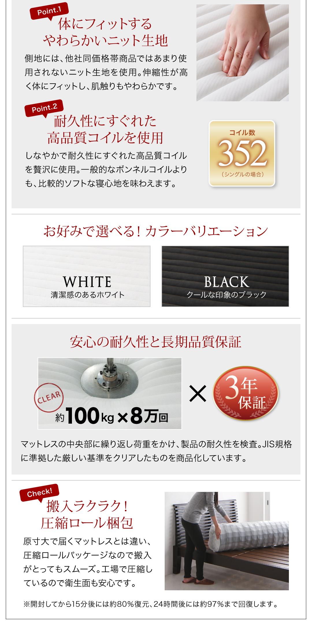 組立設置付き 棚・コンセント付きフロアベッド mon ange モナンジェ スタンダードボンネルコイルマットレス付き キング(K×1) 送料無料