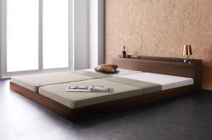 【新商品】組立設置付き 棚・コンセント付きフロアベッド mon ange モナンジェ マルチラススーパースプリングマットレス付き キング(SS+S) 送料無料