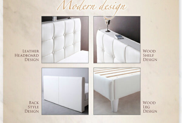 【新商品】組立設置付き モダンデザイン・高級レザー・大型ベッド Strom シュトローム スタンダードポケットコイルマットレス付き ダブル 送料無料