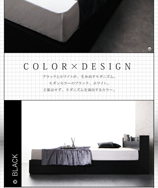 【新商品】組立設置付き 棚・コンセント付収納ベッド Rizeros リゼロス マルチラススーパースプリングマットレス付き クイーン(SS×2) 送料無料