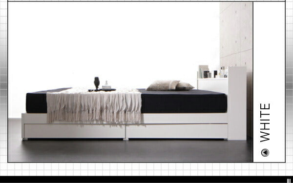 【新商品】組立設置付き 棚・コンセント付収納ベッド Rizeros リゼロス マルチラススーパースプリングマットレス付き クイーン(SS×2) 送料無料