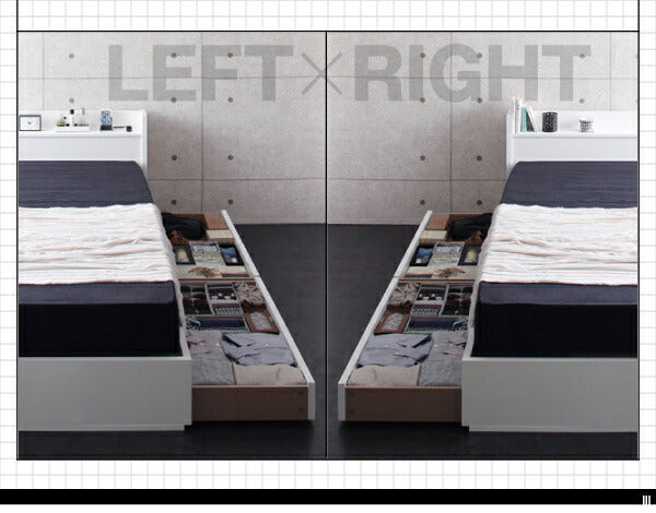 【新商品】組立設置付き 棚・コンセント付収納ベッド Rizeros リゼロス マルチラススーパースプリングマットレス付き クイーン(SS×2) 送料無料