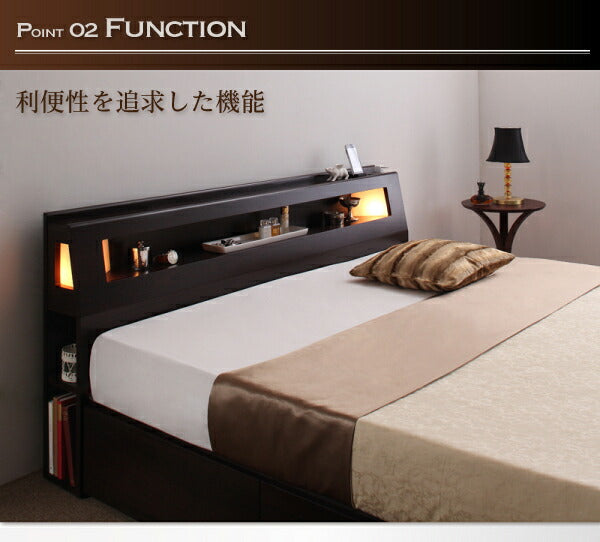 モダンデザイン・大型サイズ収納ベッド Aisance エザンス マルチラススーパースプリングマットレス付き クイーン(SS×2) 送料無料