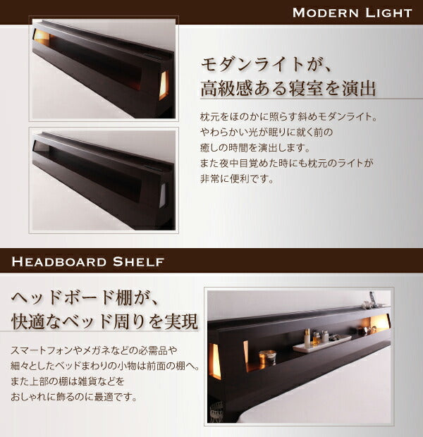 モダンデザイン・大型サイズ収納ベッド Aisance エザンス マルチラススーパースプリングマットレス付き クイーン(SS×2) 送料無料