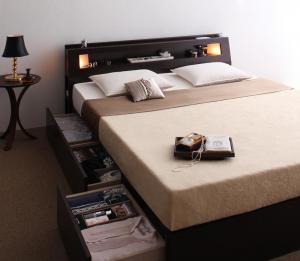 モダンデザイン・大型サイズ収納ベッド Aisance エザンス マルチラススーパースプリングマットレス付き クイーン(SS×2) 送料無料