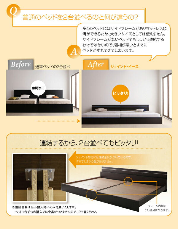 親子で寝られる・将来分割できる連結ベッド JointEase ジョイント・イース 国産ボンネルコイルマットレス付き セミダブル 送料無料