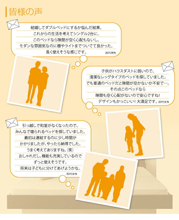 【新商品】親子で寝られる・将来分割できる連結ベッド JointEase ジョイント・イース 天然ラテックス入り国産ポケットコイルマットレス付き ダブル 送料無料