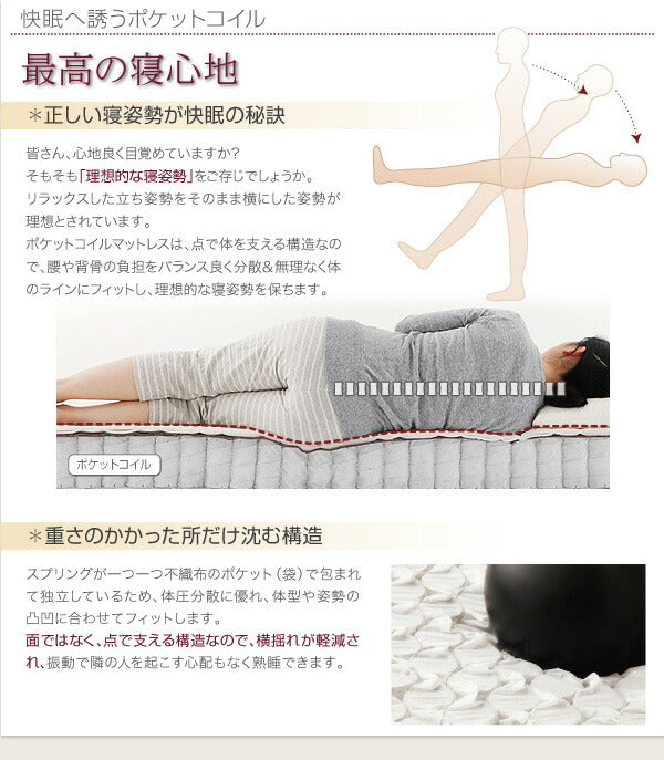日本製ポケットコイルマットレスベッド MORE モア マットレスベッド グランドタイプ クイーン 脚7cm 送料無料