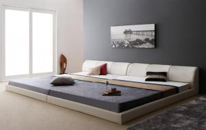 【新商品】組立設置付き モダンデザインレザーフロアベッド BASTOL バストル マルチラススーパースプリングマットレス付き キング(SS+S) 送料無料