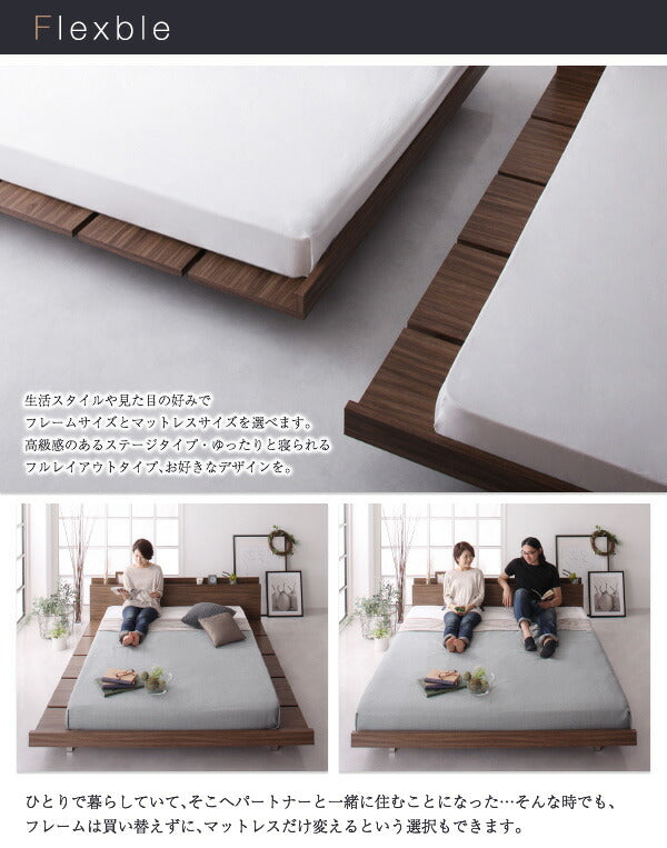 【新商品】組立設置付き モダンデザインローベッド FRANCLIN フランクリン プレミアムポケットコイルマットレス付き ワイドステージ ダブル フレーム幅180 送料無料