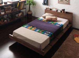 【新商品】棚・コンセント付きモダンデザインローベッド Tschues チュース プレミアムポケットコイルマットレス付き ステージ ダブル フレーム幅160 送料無料