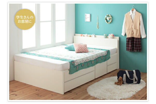 【新商品】組立設置付 日本製_棚・コンセント付き_大容量チェストベッド Spatium スパシアン マルチラススーパースプリングマットレス付き シングル 送料無料