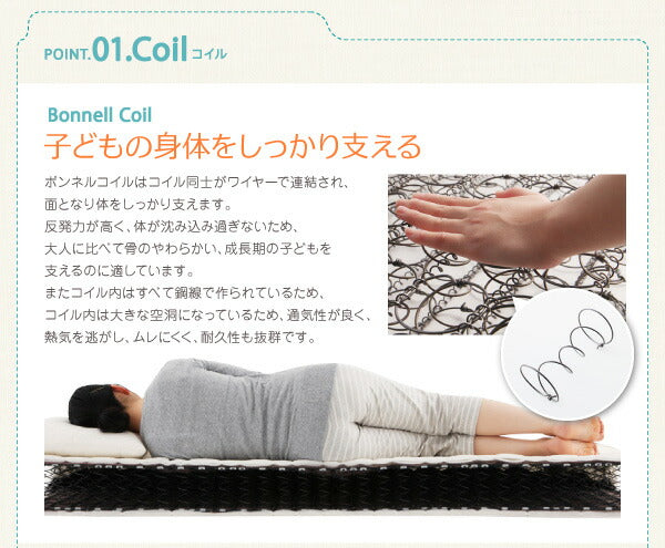 子どもの睡眠環境を考えた 安眠マットレス 薄型・軽量・高通気 ジュニア ボンネルコイル EVA エヴァ シングル ショート丈 送料無料