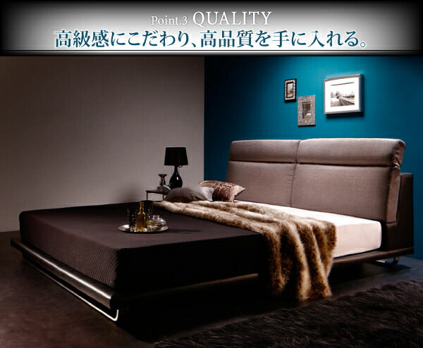 リクライニング機能付き・モダンデザインローベッド Neptuno ネプトゥーノ 国産カバーポケットコイルマットレス付き クイーン(Q×1) 送料無料