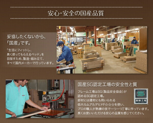 親子で寝られる棚・コンセント付き安全連結ベッド Familiebe ファミリーベ 国産ポケットコイルマットレス付き セミダブル 送料無料