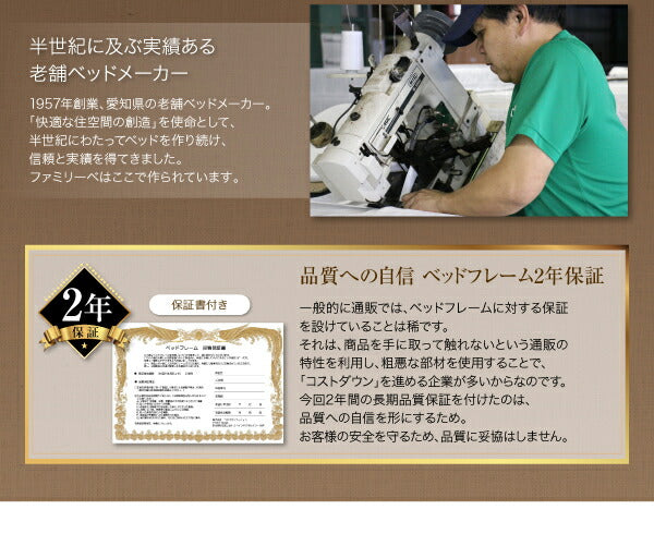 親子で寝られる棚・コンセント付き安全連結ベッド Familiebe ファミリーベ 国産ボンネルコイルマットレス付き セミダブル 送料無料