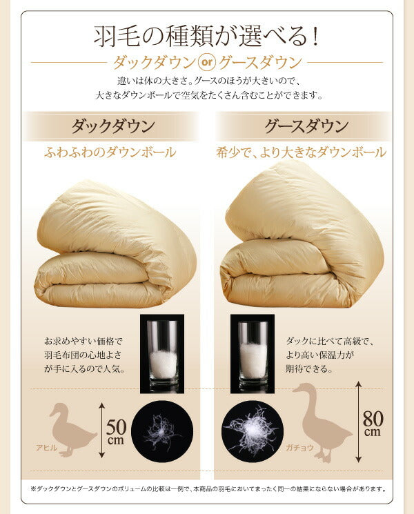 9色から選べる 羽毛布団 8点セット ダック ベッドタイプ キング10点セット 送料無料
