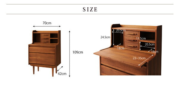 【新商品】天然木チーク材北欧アンティーク風リビング収納シリーズ amulet アミュレット その他(デスク) ライティングデスク W70 送料無料