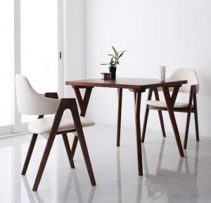 【新商品】組立設置付き 北欧モダンデザインダイニング VILLON ヴィヨン 3点セット(テーブル+チェア2脚) W80 送料無料