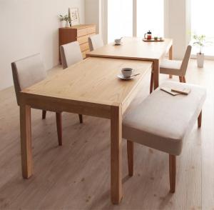 【新商品】組立設置付き スライド伸縮テーブルダイニング Gride グライド 6点セット(テーブル+チェア4脚+ベンチ1脚) W135-235 送料無料