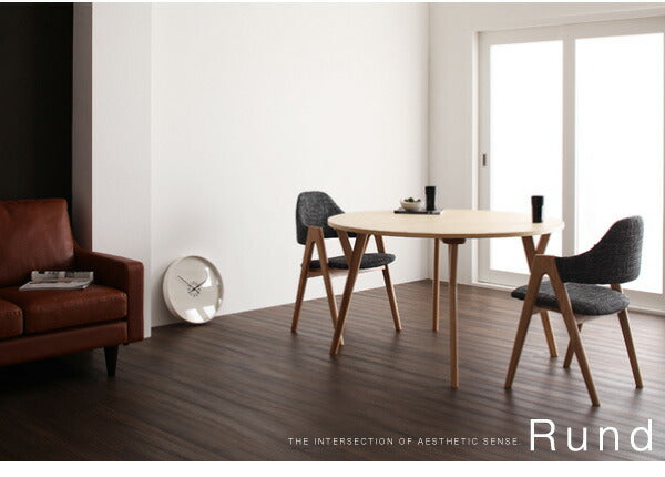 【新商品】組立設置付き 北欧モダンデザインダイニング Rund ルント 5点セット(テーブル+チェア4脚) 直径120 送料無料
