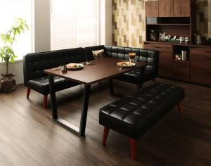 【新商品】組立設置付き ヴィンテージスタイル・リビングダイニングセット CISCO シスコ 4点セット(テーブル+ソファ1脚+アームソファ1脚+ベンチ1脚) 右アーム W120 送料無料