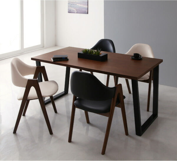 【新商品】組立設置付き 天然木ウォールナットモダンデザインダイニング Wyrd ヴィールド 4点セット(テーブル+チェア2脚+ベンチ1脚) W120 送料無料