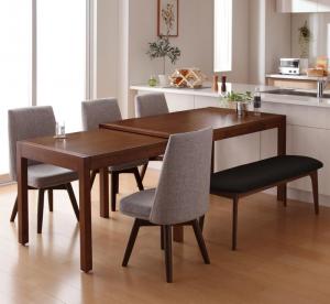 【新商品】組立設置付き スライド伸縮テーブルダイニング S-free エスフリー 6点セット(テーブル+チェア4脚+ベンチ1脚) W135-235 送料無料