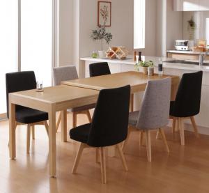 【新商品】組立設置付き スライド伸縮テーブルダイニング S-free エスフリー 7点セット(テーブル+チェア6脚) W135-235 送料無料