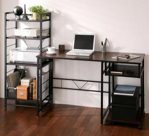 【新商品】シンプルスリムデザイン 収納付きパソコンデスクセット u-go. ウーゴ 3点セット(デスク+サイドワゴン+シェルフラック) W80 送料無料