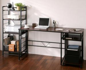 【新商品】シンプルスリムデザイン 収納付きパソコンデスクセット u-go. ウーゴ 3点セット(デスク+サイドワゴン+シェルフラック) W100 送料無料