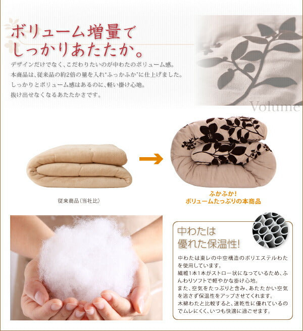 スウェード調フラワーモチーフこたつ布団 floraly フローラリー こたつ用掛け布団 5尺長方形(90×150cm) 送料無料