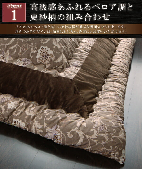 更紗模様こたつ布団 こたつ用掛け布団 7尺長方形(90×210cm)天板対応 送料無料