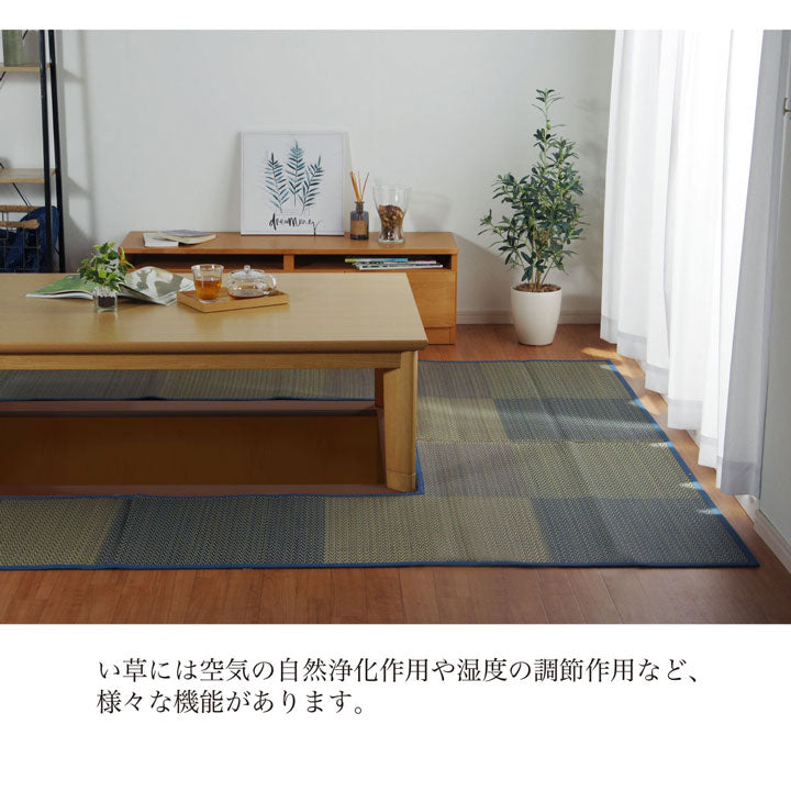 堀こたつ 掘りごたつ 堀り 炬燵 い草 ラグ 敷 市松 くり抜き 付属 マジックテープ 連結 裏 不織布 約191×250cm(中抜き:約90×120cm) 送料無料 - 【公式】allecore(アレコレ) 家具インテリア・生活雑貨のオンライン通販