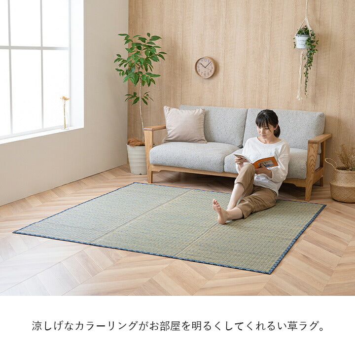 い草 畳 自然素材 カーペット ラグ インテリア 夏用 節電 無地 涼しい チェック柄 シンプル おしゃれ 滑り止め クッション性 約180×180cm 送料無料