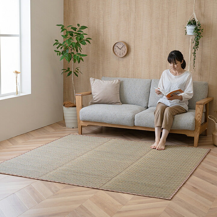 い草 畳 自然素材 カーペット ラグ インテリア 夏用 節電 無地 涼しい チェック柄 シンプル おしゃれ 滑り止め クッション性 約180×180cm 送料無料