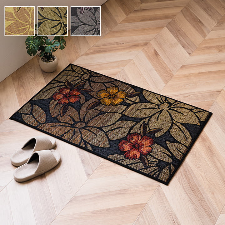 玄関 マット 室内 おしゃれ 日本製 国産 い草 自然素材 花柄 モダン 約60×90cm 送料無料