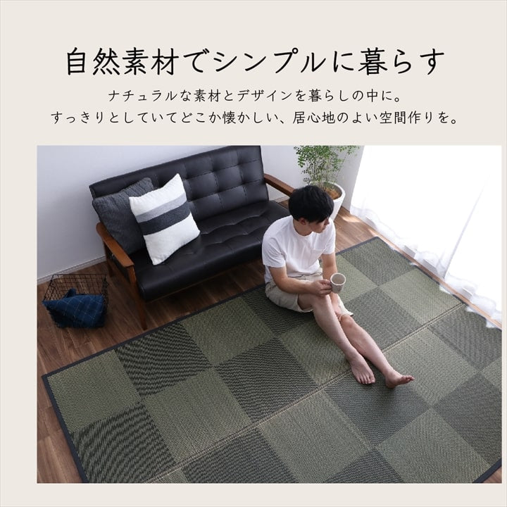 カーペット ござ 日本製 国産 敷詰 ラグ 敷物 ナチュラルスタイル い草 消臭 抗菌防臭 防炎 市松 江戸間8畳(約348×352cm) 送料無料