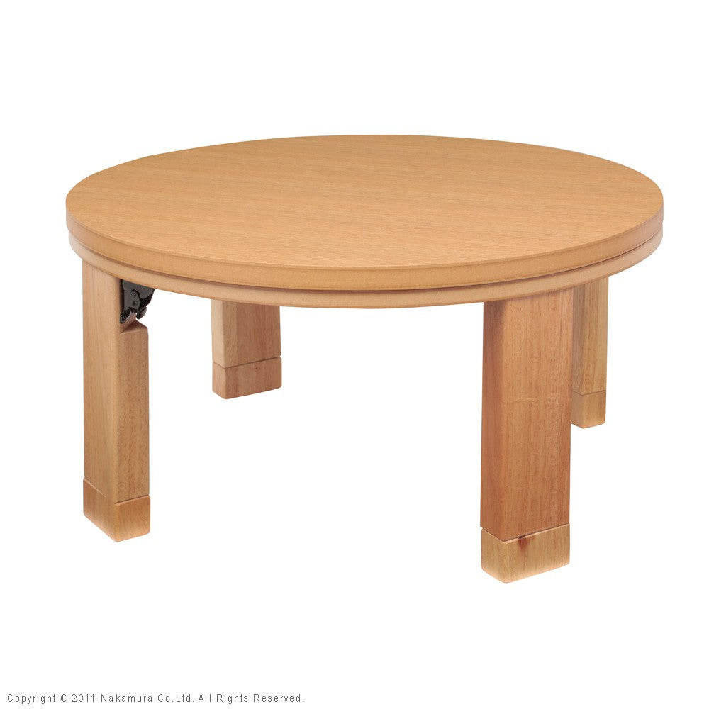 こたつ 円形 天然木丸型折れ脚こたつ 75cm 折脚 継ぎ脚 高さ調整 丸テーブル ローテーブル 天然木 日本製 リモートワーク 在宅ワーク